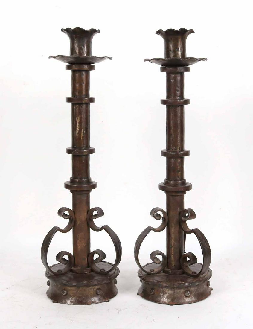 Pair of Wrought and Cast Iron Candlesticks (1 of 5)