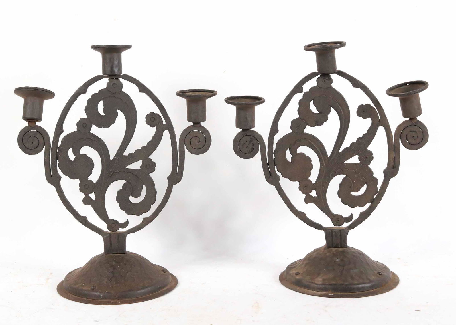 Pair of Wrought Iron 3-Light Candelabra (1 of 5)