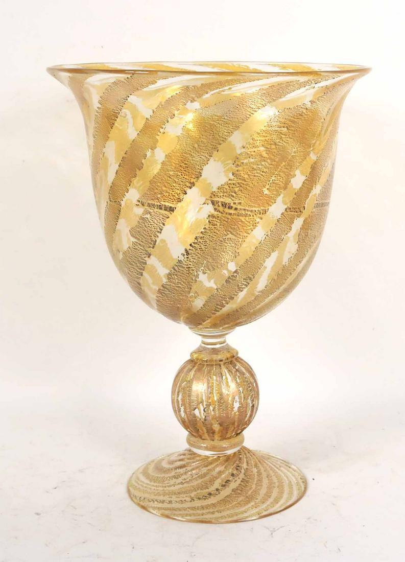 Murano Gilt-Decorated Colorless Glass Vessel (1 of 4)