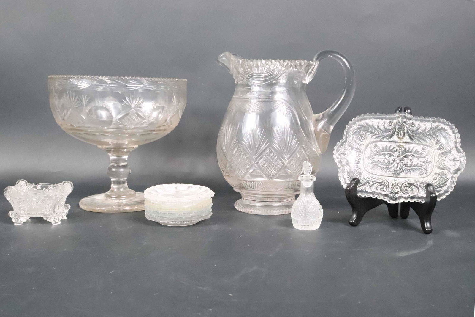 Group of Eleven Colorless Glass Table Articles (1 of 9)