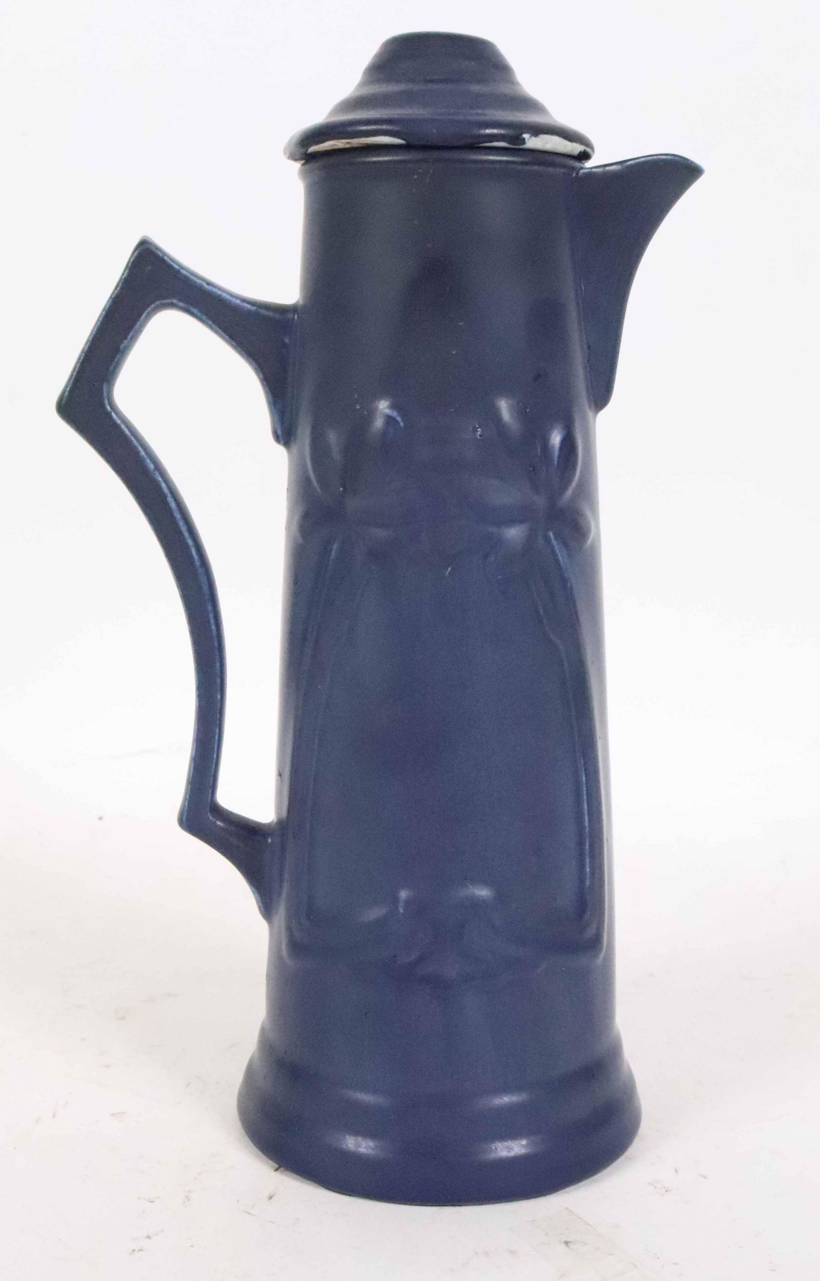 Hampshire Pottery Blue-Matte Pitcher with Lid (1 of 5)