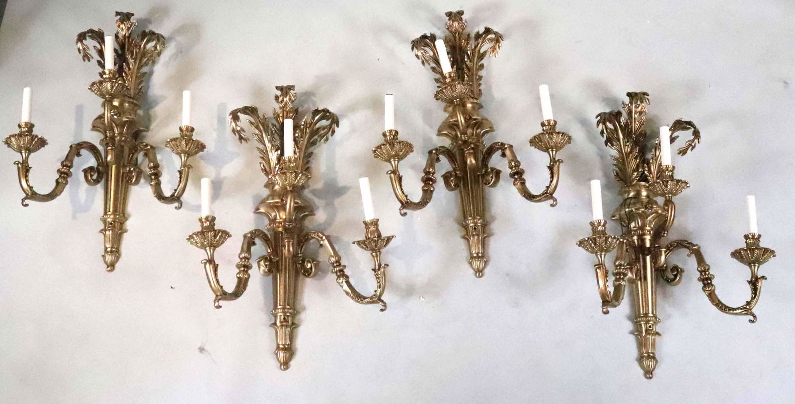 Four Neoclassical Style Three Light Wall Sconces (1 of 10)
