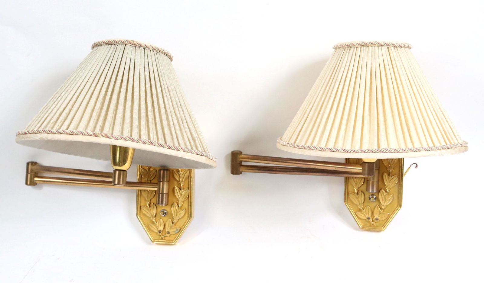 Pair of Gilt-Metal Swing Arm Wall Sconces (1 of 5)