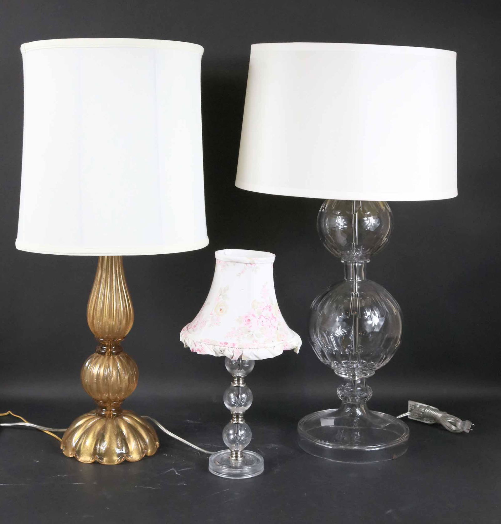 Three Glass Table Lamps (1 of 3)