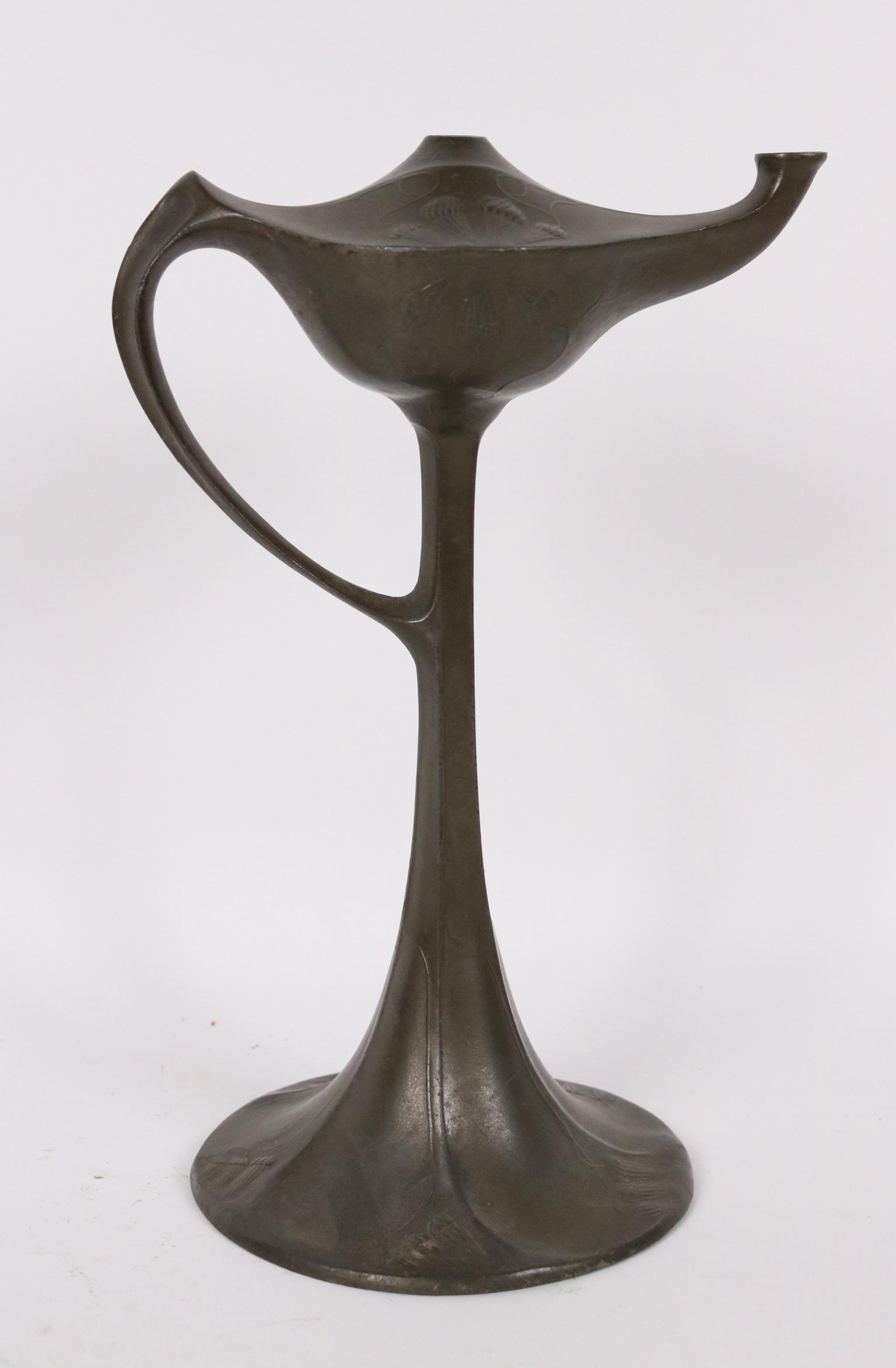 Art Nouveau Kayserzinn Pewter Oil Lamp (1 of 6)