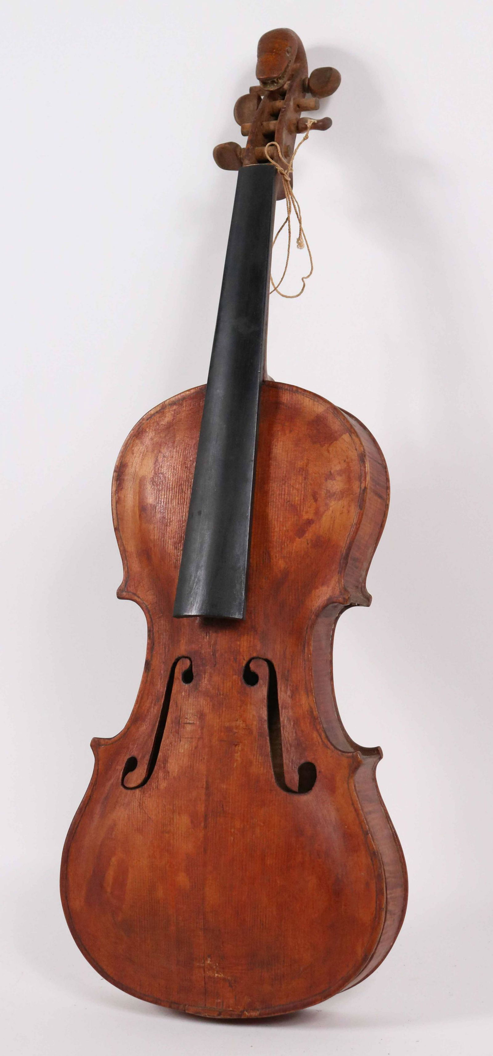 American Folk Art Carved Violin, Snake Head (1 of 5)