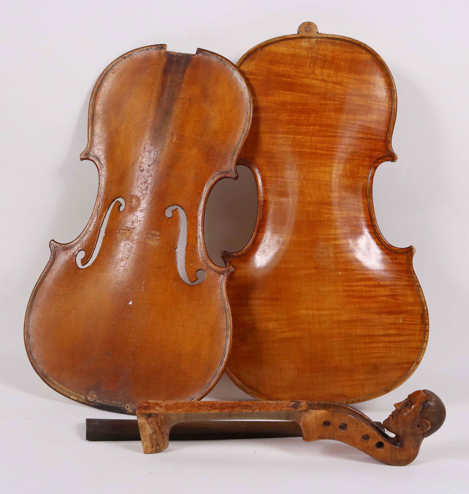 German Tiger Maple Violin with Head of Man Neck (1 of 4)