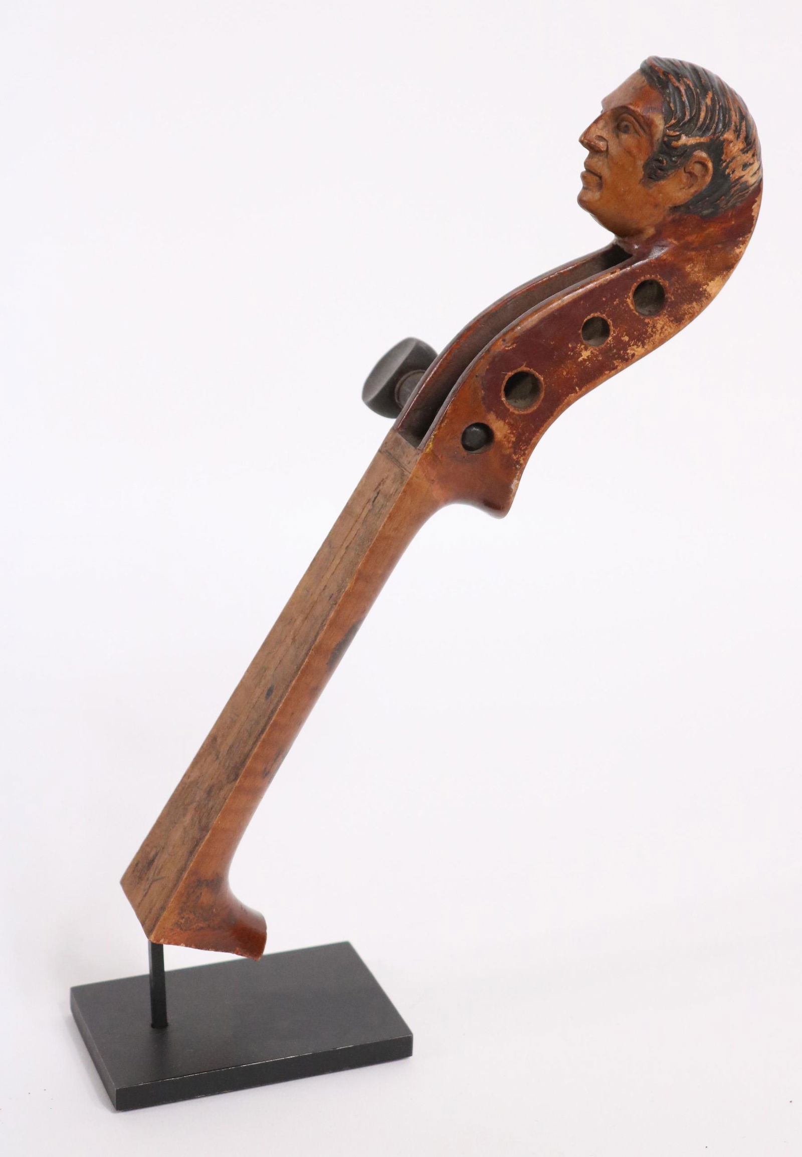 Folk Art Carved Violin Head, Gentleman's Head (1 of 3)