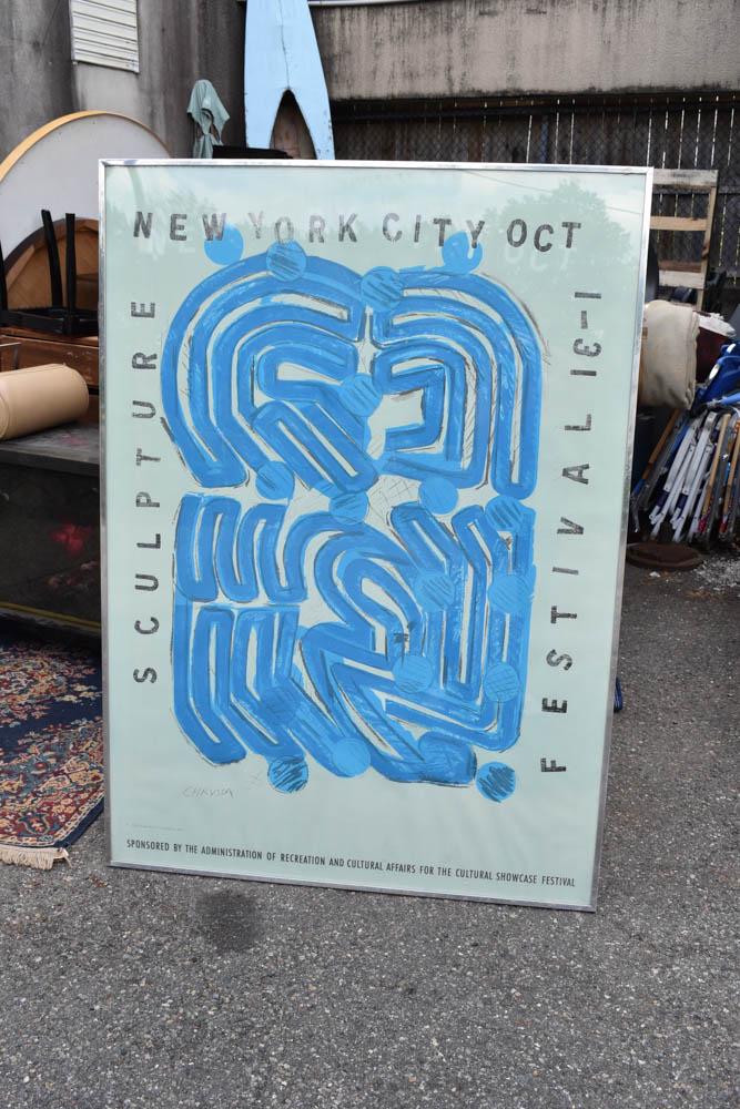 Framed Vintage Chryssa Poster Blue Abstract (1 of 4)