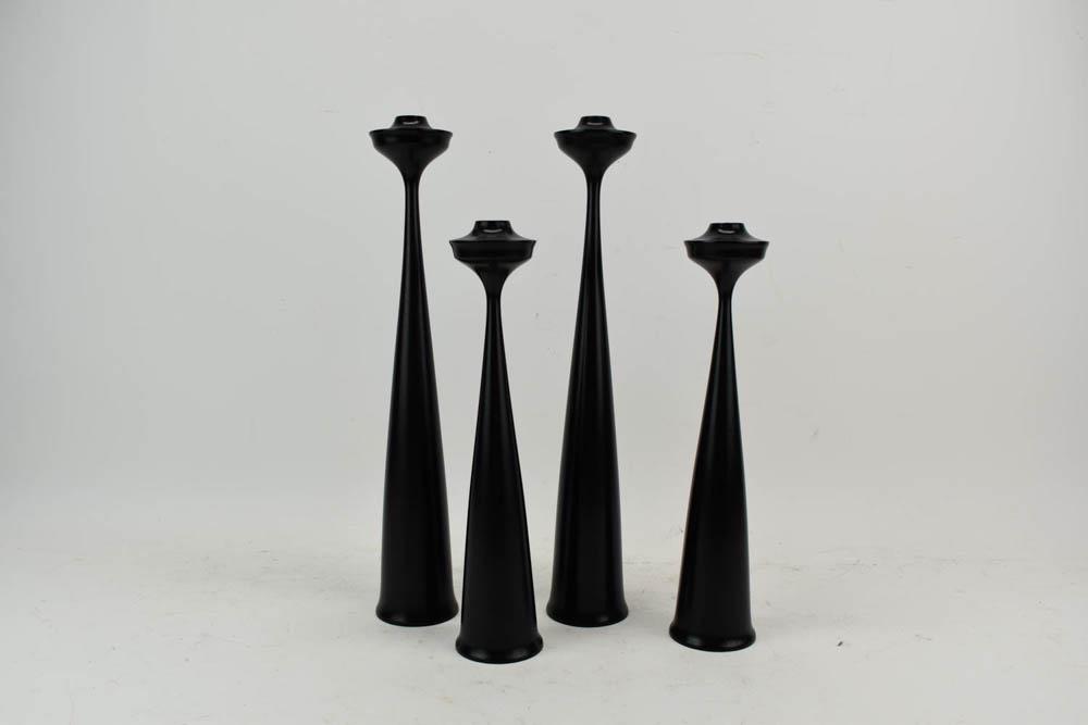 Two Pairs of Modern Black Lacquered Candlesticks (1 of 2)