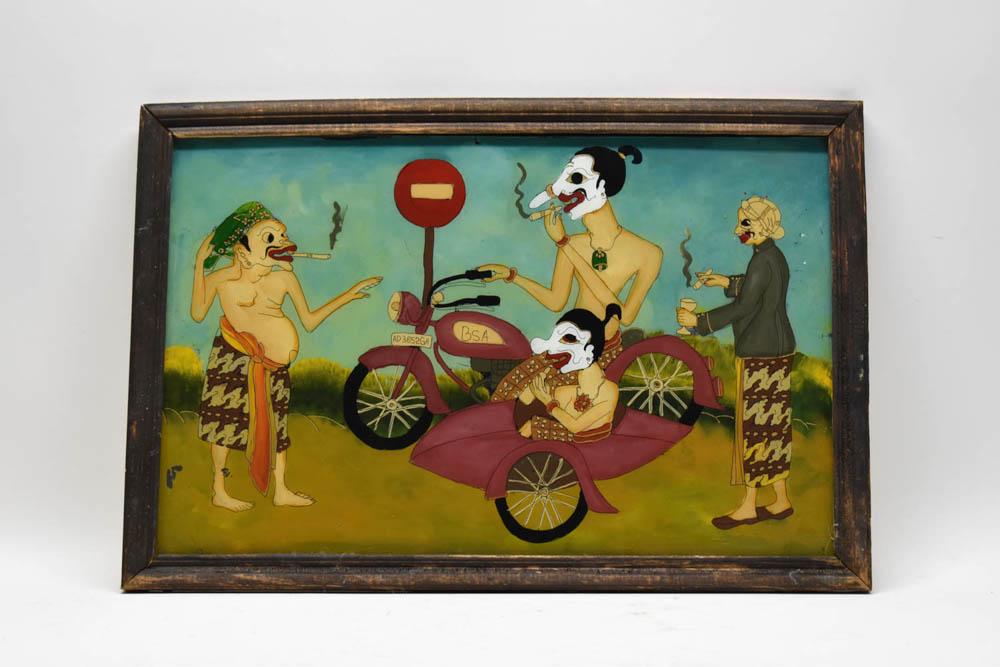 Asian Style Reverse Painted Glass (1 of 7)