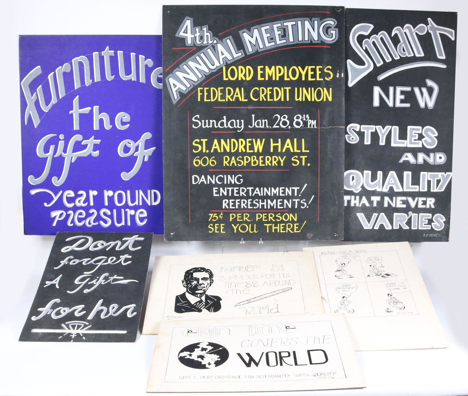 Three Dick Prisk, Pen and Ink, Advertisements (1 of 9)