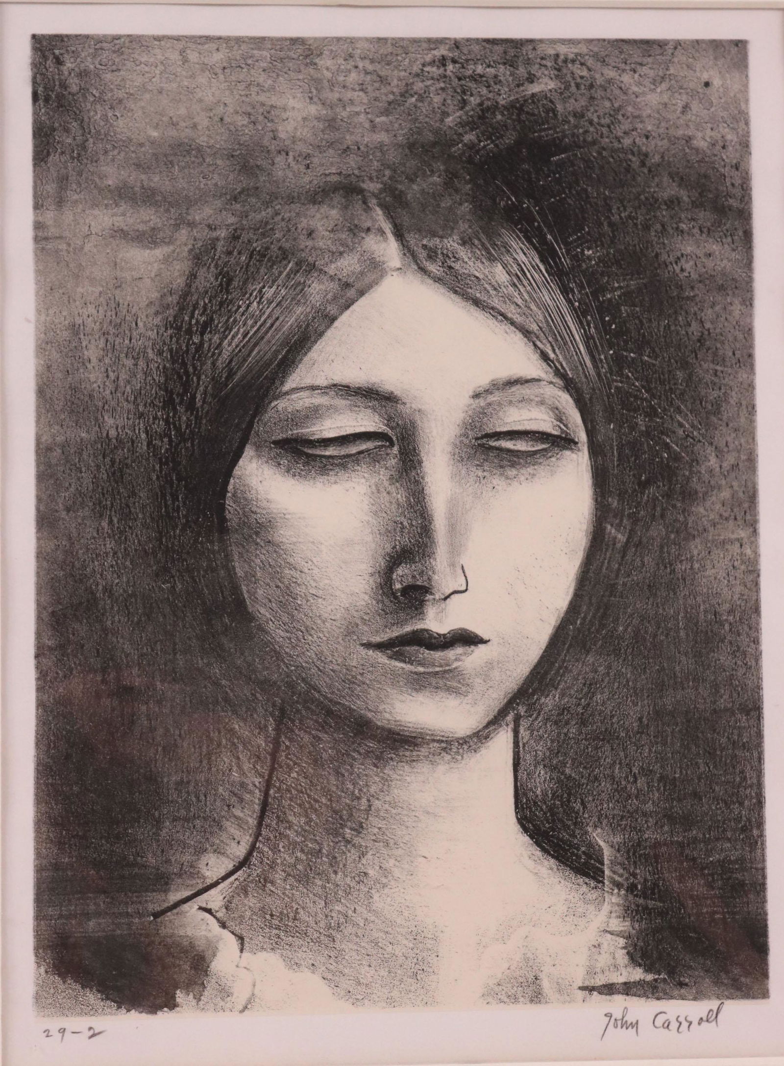 John Wesley Carroll, Lithograph, Woman's Head (1 of 6)