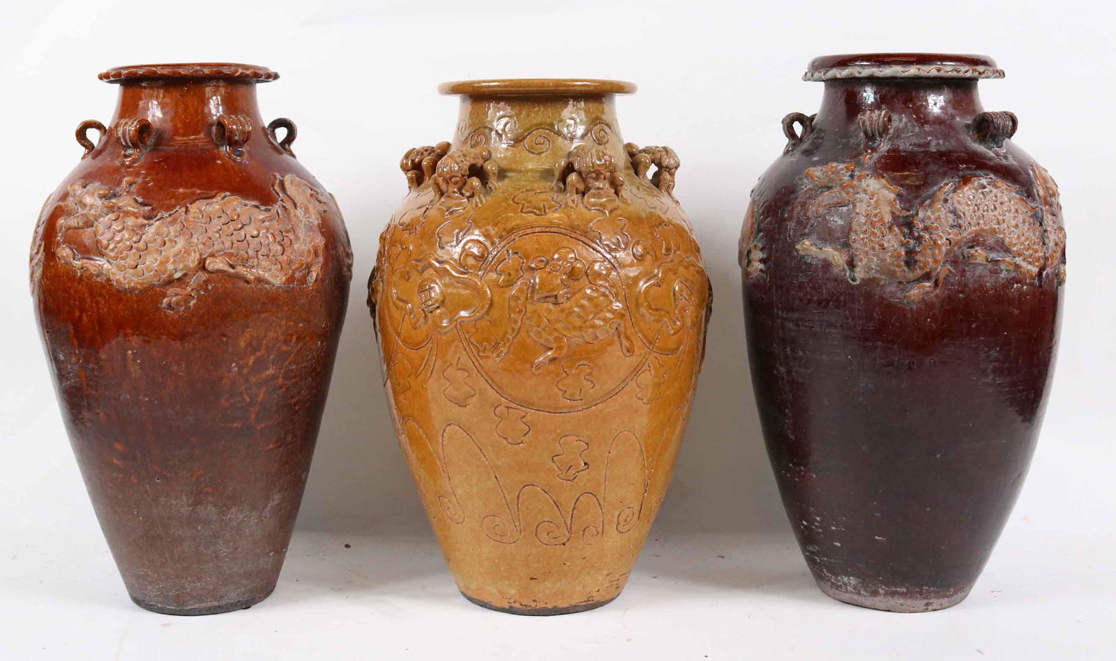 Three Dragon-Decorated Glazed Earthenware Vases (1 of 11)