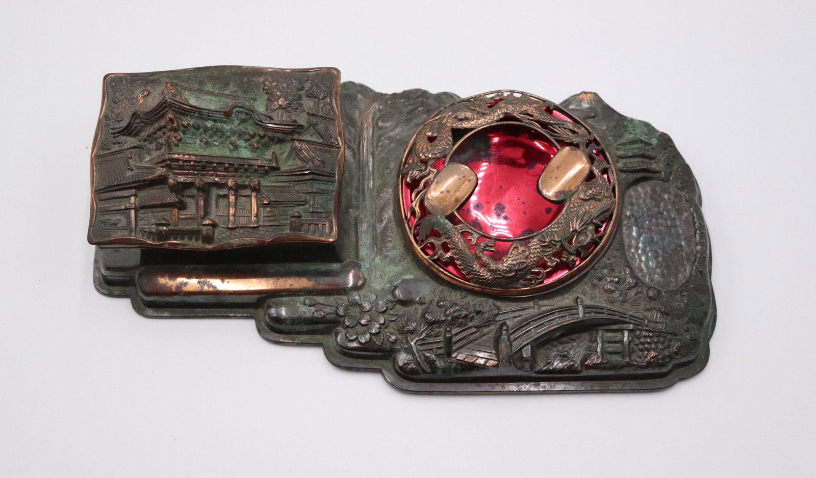 Vintage Asian Ashtray: 9-1/2"l Property from a Short Hills, NJ and San Francisco, CA Private Collection