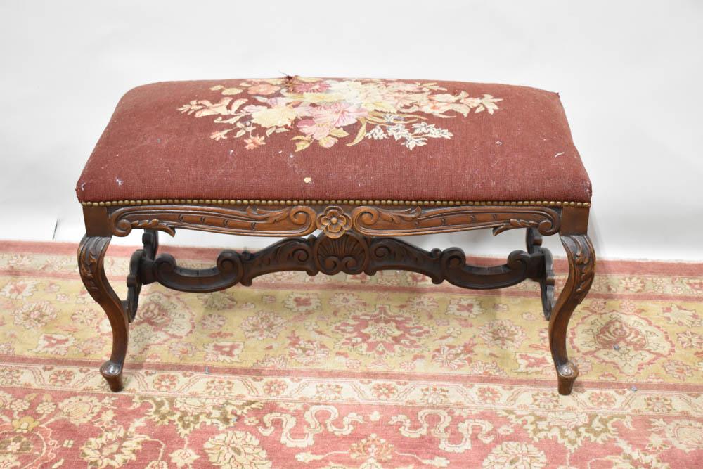 Needlepoint Upholstered Window Bench (1 of 4)