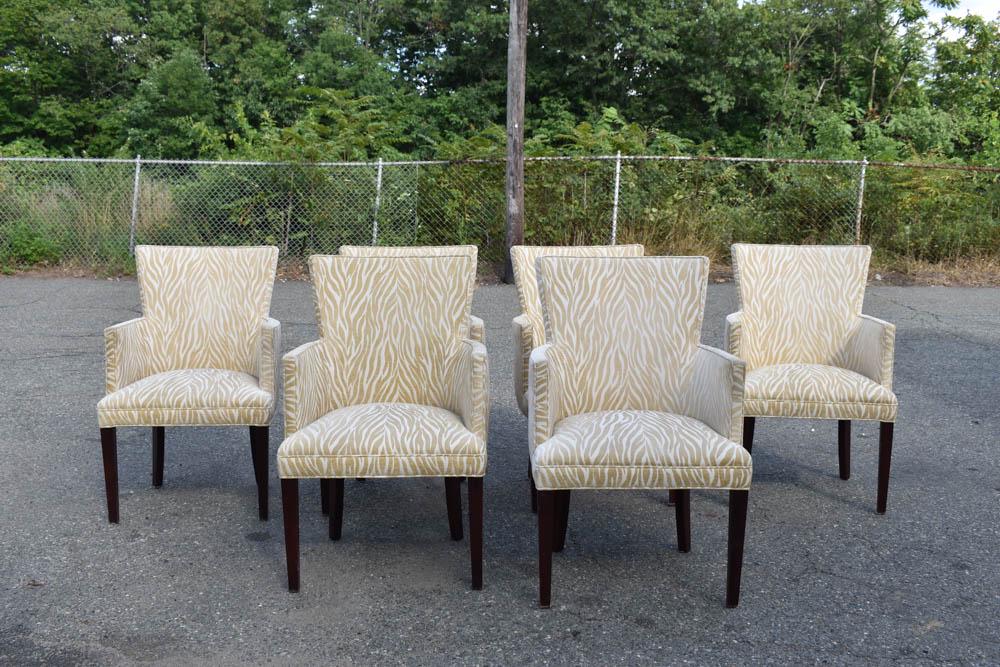 Set of Six Ivory Zebra Print Arm Chairs (1 of 11)