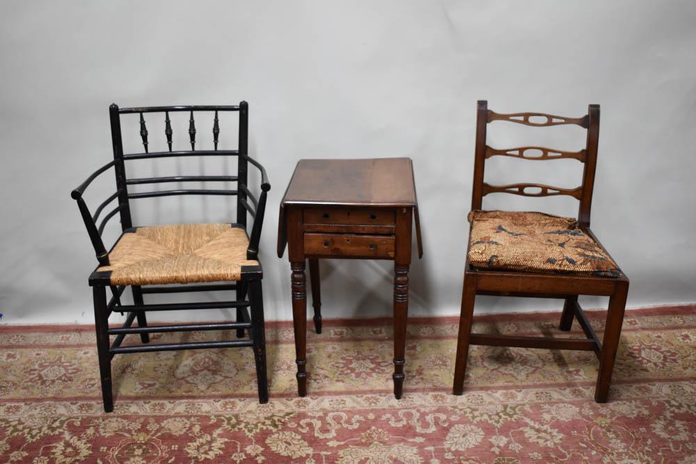 Antique Mahogany Two Drawer Work Table (1 of 6)