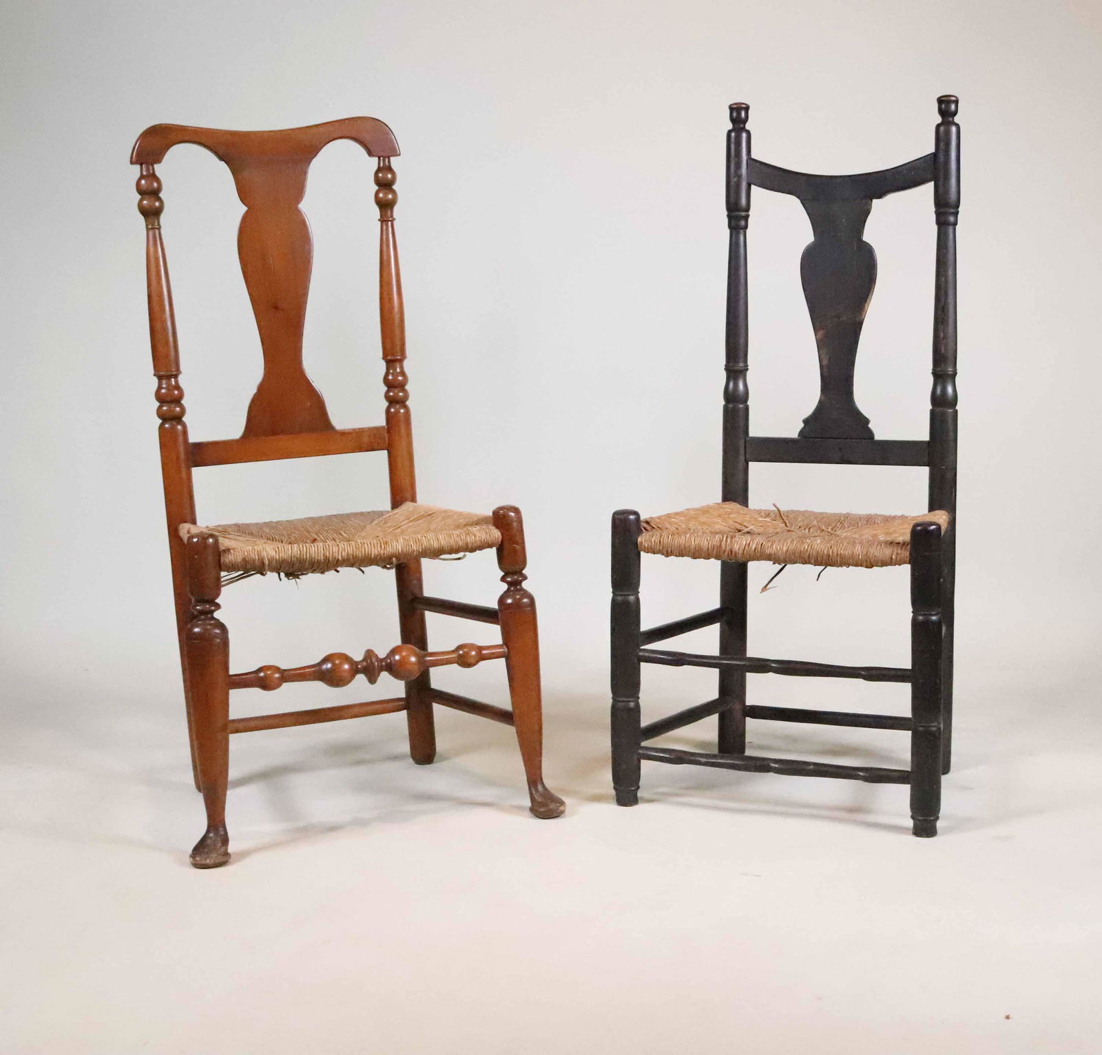 Two Queen Anne Yoke Back Rush Seat Side Chairs (1 of 9)
