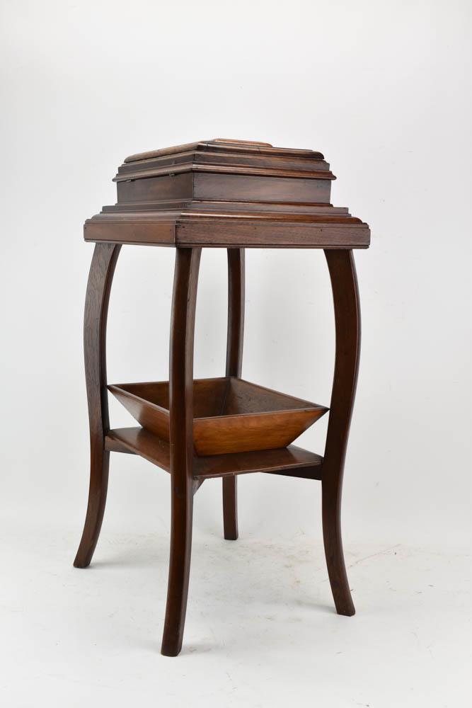 Vintage Walnut Inlaid Sewing Box Stand (1 of 12)