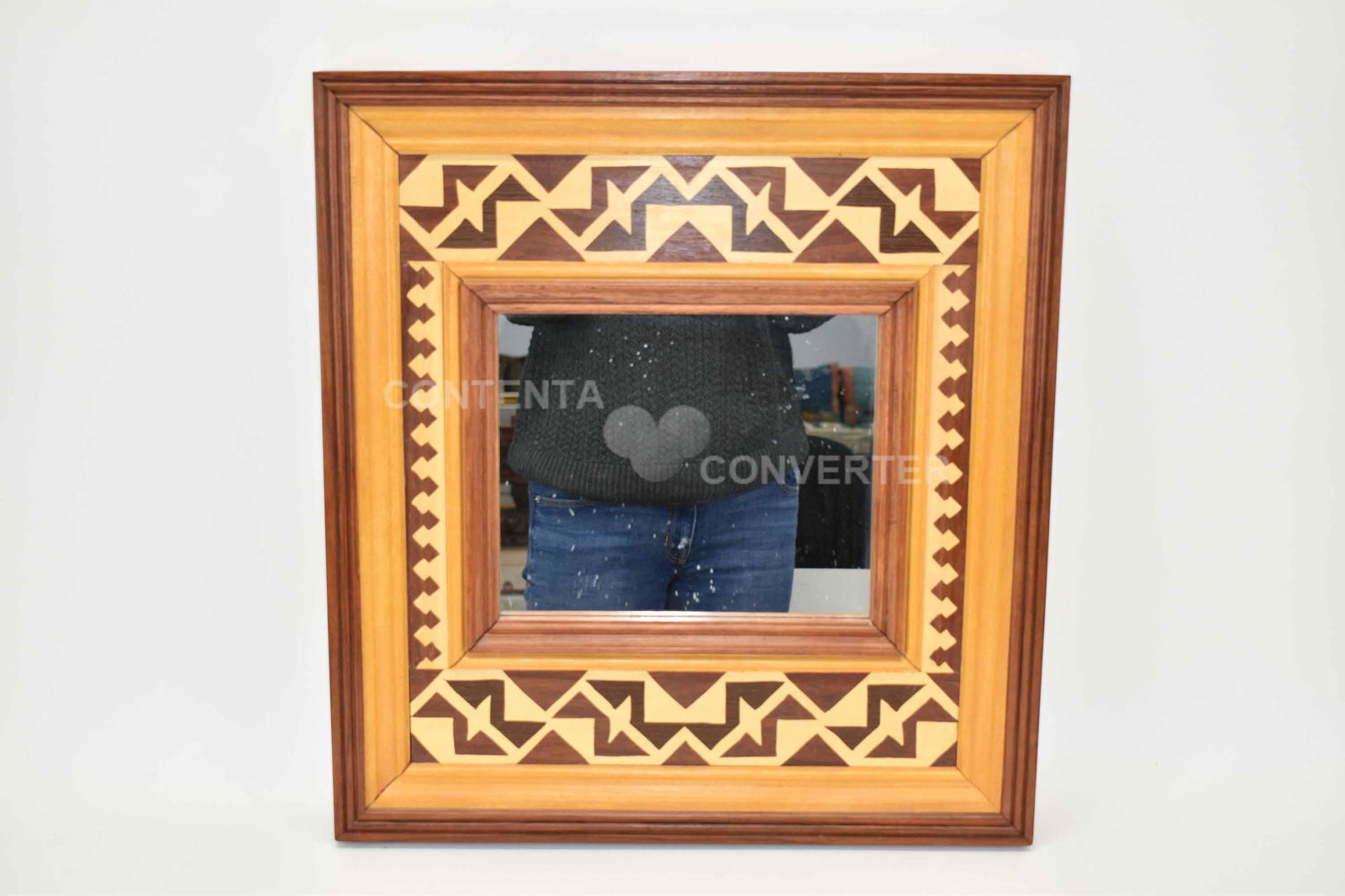 Wooden Inlaid Hanging Wall Mirror (1 of 5)