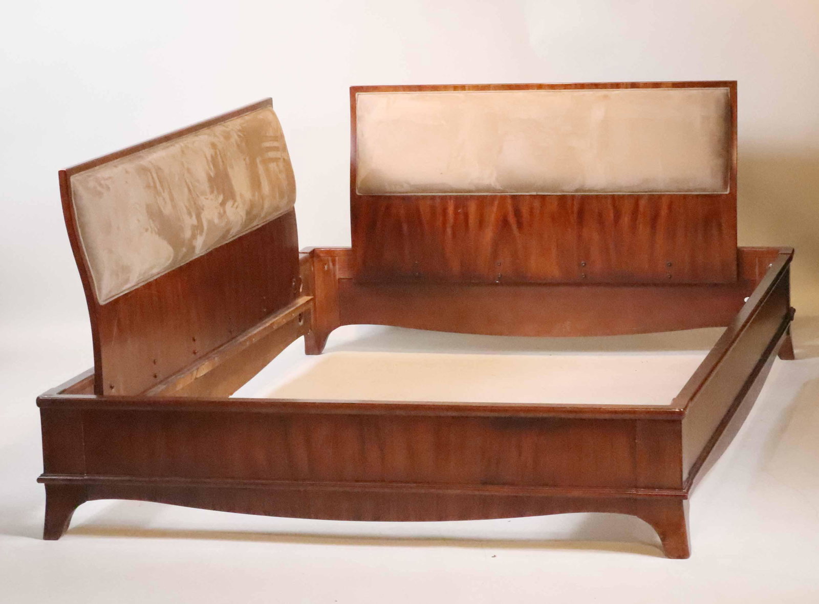 Danish Modern Mahogany & Suede Upholstered Daybed: 20th C. Some wear. Apx. 32"h x 4'10"w x 6'7"l