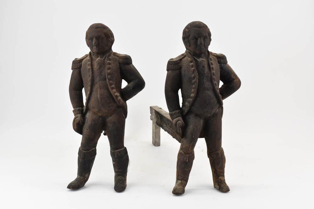 Pair of George Washington Form Andirons (1 of 6)