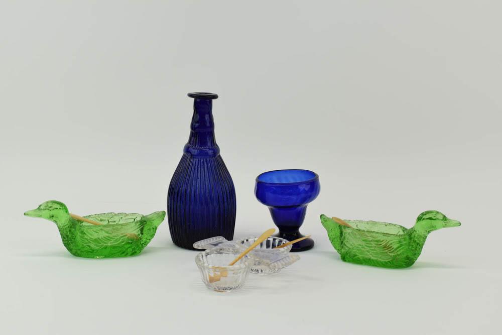 Group of Vintage Salt Cellars and Handblown Glass (1 of 7)