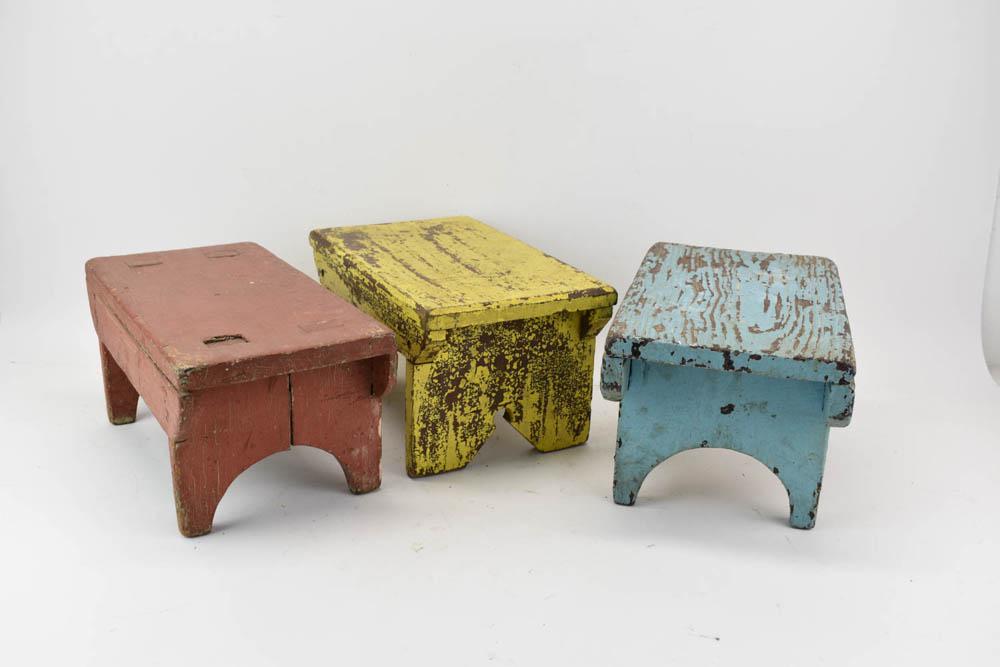 The Vintage Painted Wooden Step Stools (1 of 4)