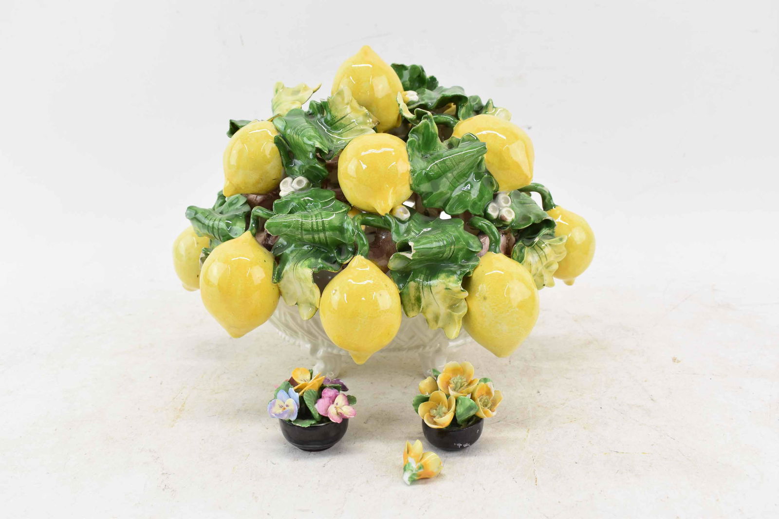 Italian Ceramic Footed Basket of Lemons (1 of 12)