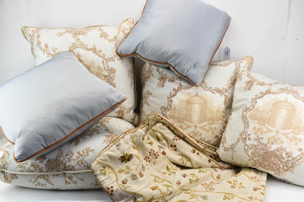 Toile Dust Ruffle with Four Matching Pillows (1 of 7)