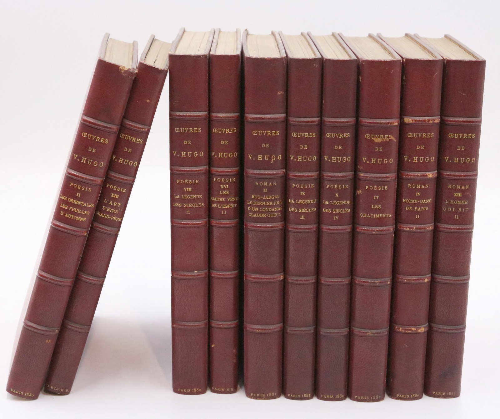29 Volumes of Works by Victor Hugo: Published in 1880 by J. Hetzel & Co., Paris, French edition. All books sold "as is." No guarantees made about number of books in lot or condition of books. No returns or refunds. Please contact Nye & 