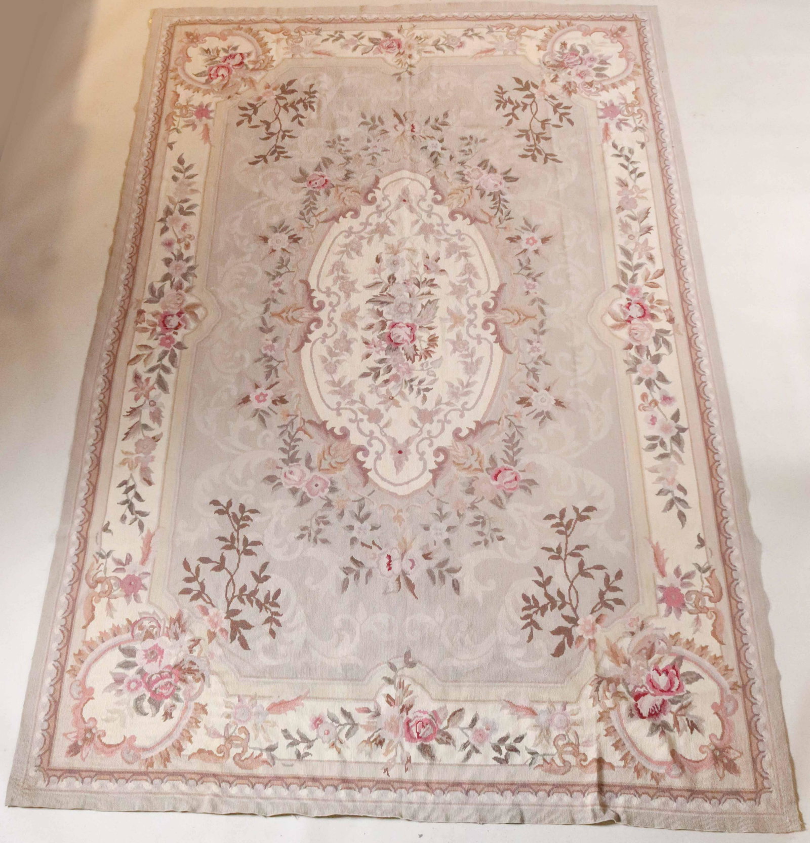 Aubusson Style Petit Point Carpet: Retailed by ABC Carpet and Home. Appx. 5'6"w x 7'l