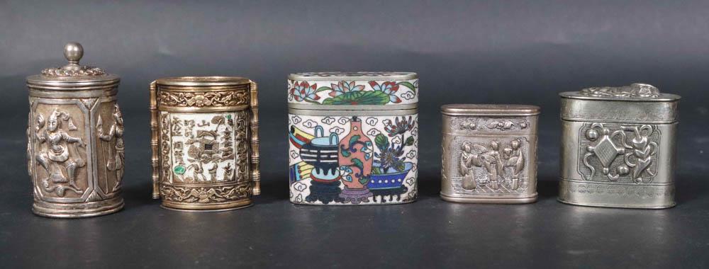 Five Asian Mixed Metal Covered Boxes (1 of 14)