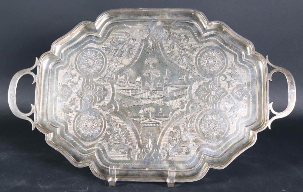 Russian 84 Silver Double Handled Tray (1 of 8)