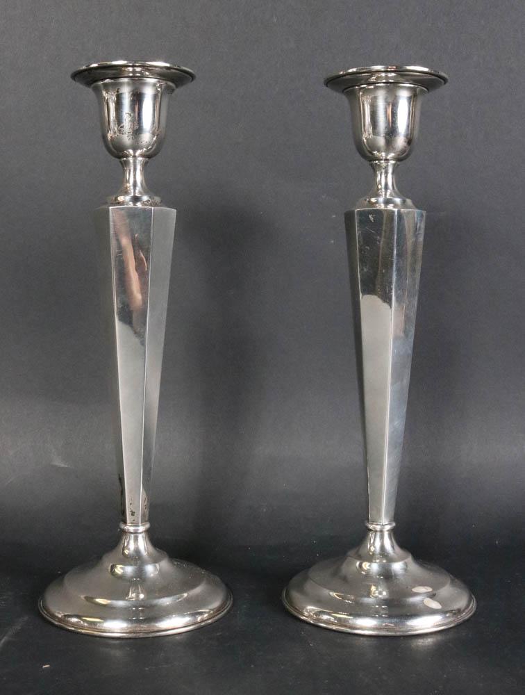 Pair of Sterling Silver Faceted Candlesticks (1 of 5)