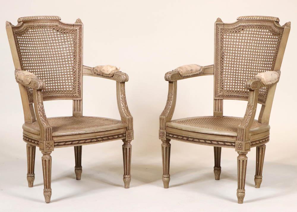 Pair of Gray-Painted Louis XVI Style Child Chairs (1 of 12)