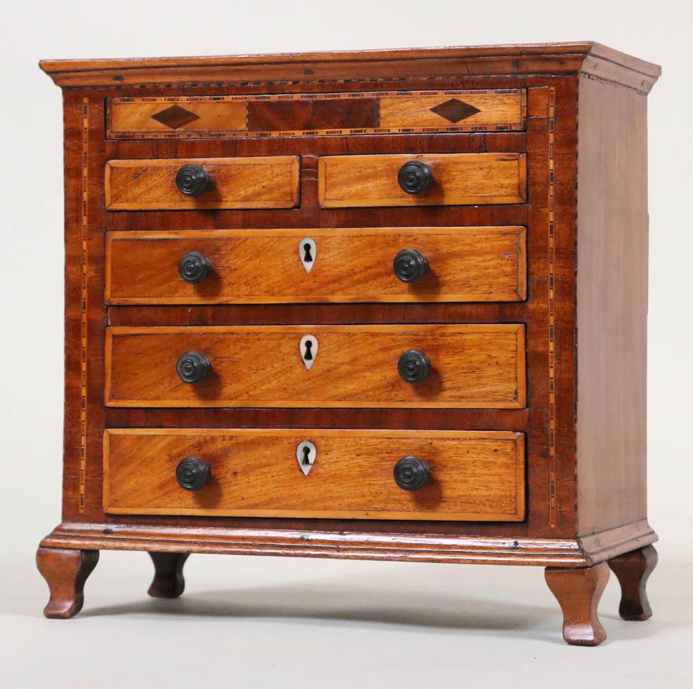 George III Inlaid Mahogany Miniature Chest (1 of 6)