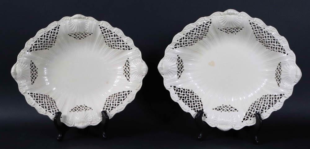 Pair of Creamware Pierced Shell-Decorated Dishes (1 of 7)