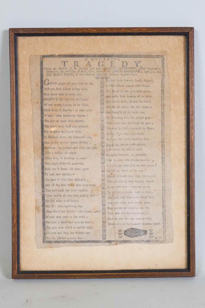 A Mournful Tragedy Printed Broadside Poem (1 of 10)