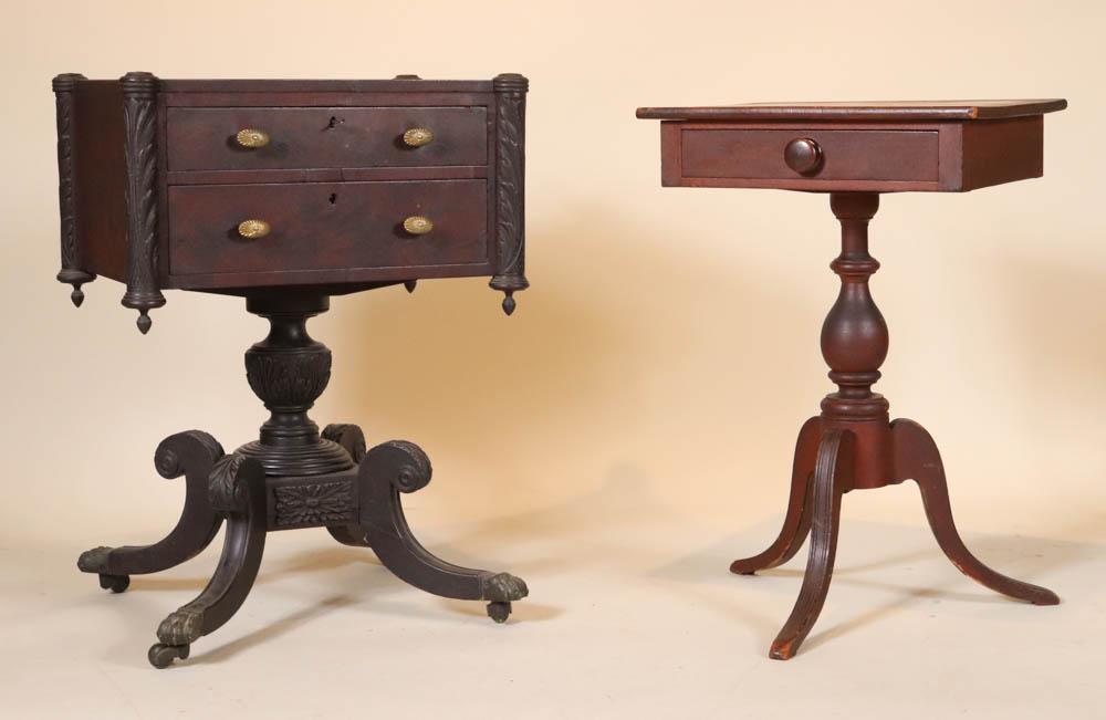 Red Painted Cherrywood One Drawer Tripod Stand (1 of 13)