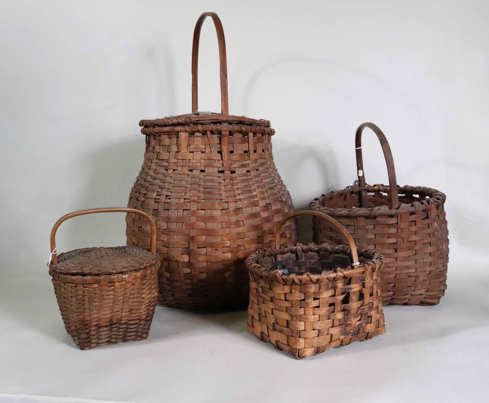 Four Woven Splint-Handled Baskets (1 of 8)