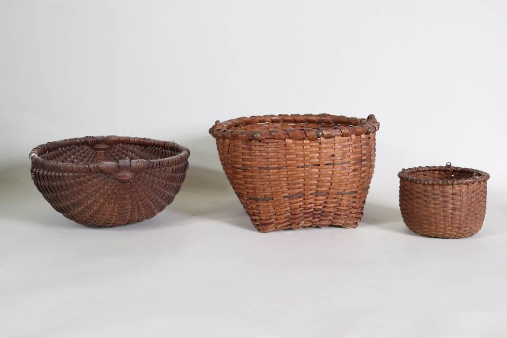 Group of Three Woven Splint Baskets (1 of 8)