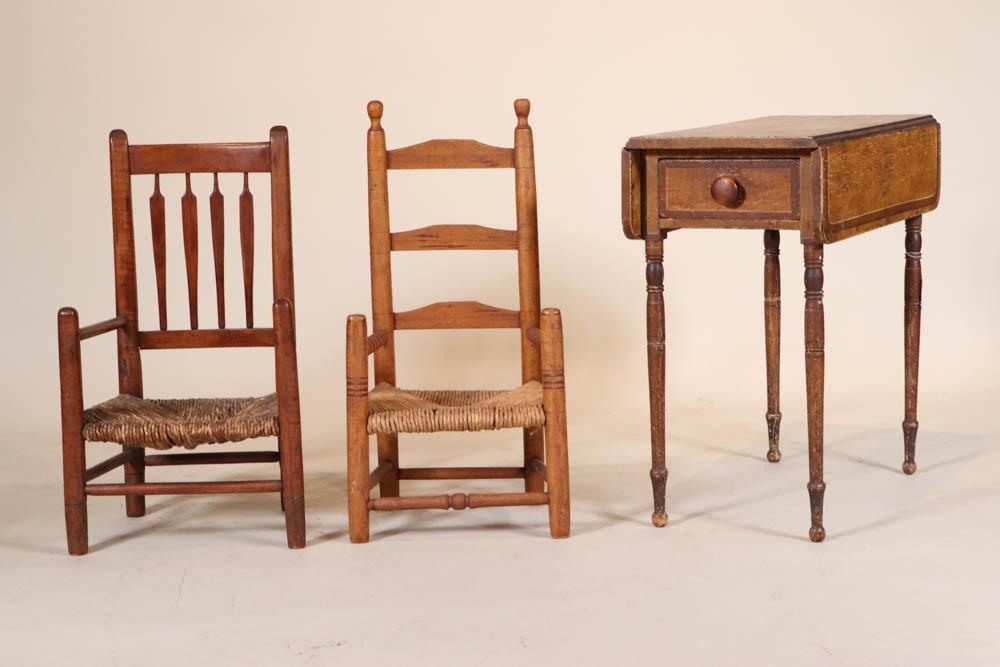 Two Child's Rush Seat Armchairs (1 of 12)