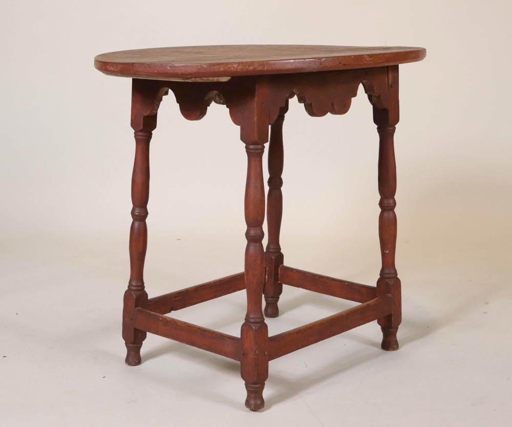 William & Mary Red Painted Maple Tap Table (1 of 6)