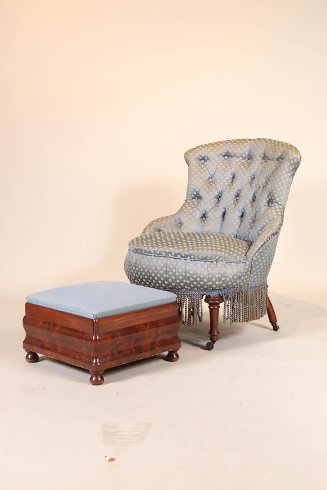Victorian Upholstered Slipper Chair (1 of 9)