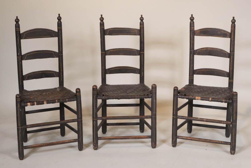 Three Black Painted Ladderback Side Chairs (1 of 7)