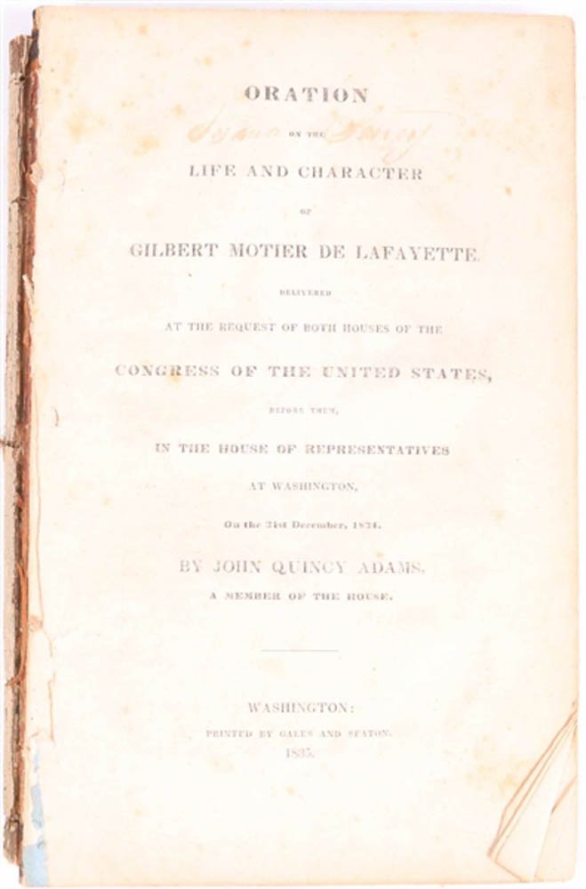 Pair of John Quincy Adams Speeches on Lafayette (1 of 6)