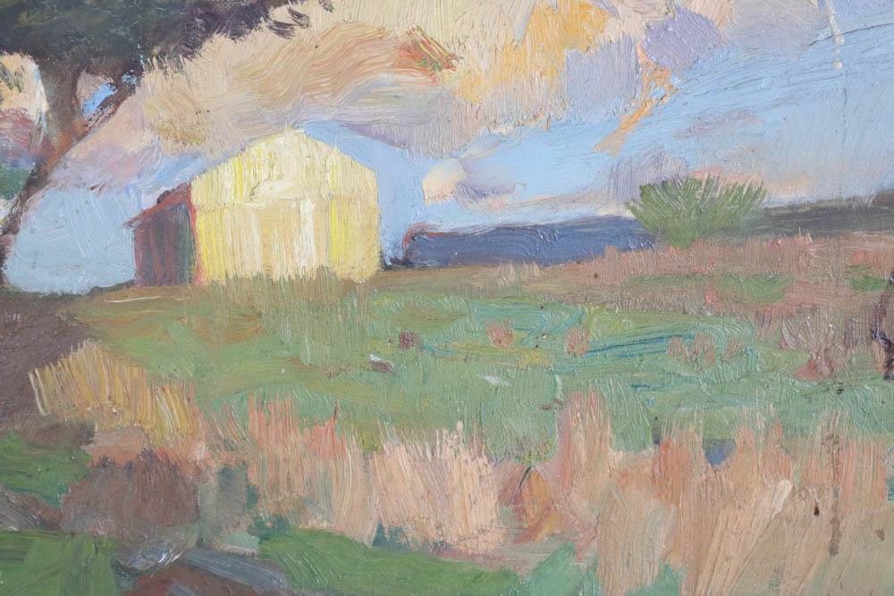 Clinedinst, Oil on Canvas of Barn: By Benjamin West Clinedinst (American, 1859-1931), 'South Quaker Hill Barn,' initialed 'BWC' on top edge. Together with an oil on board by George Reid Barton, American, Study of a Barn, signed verso,