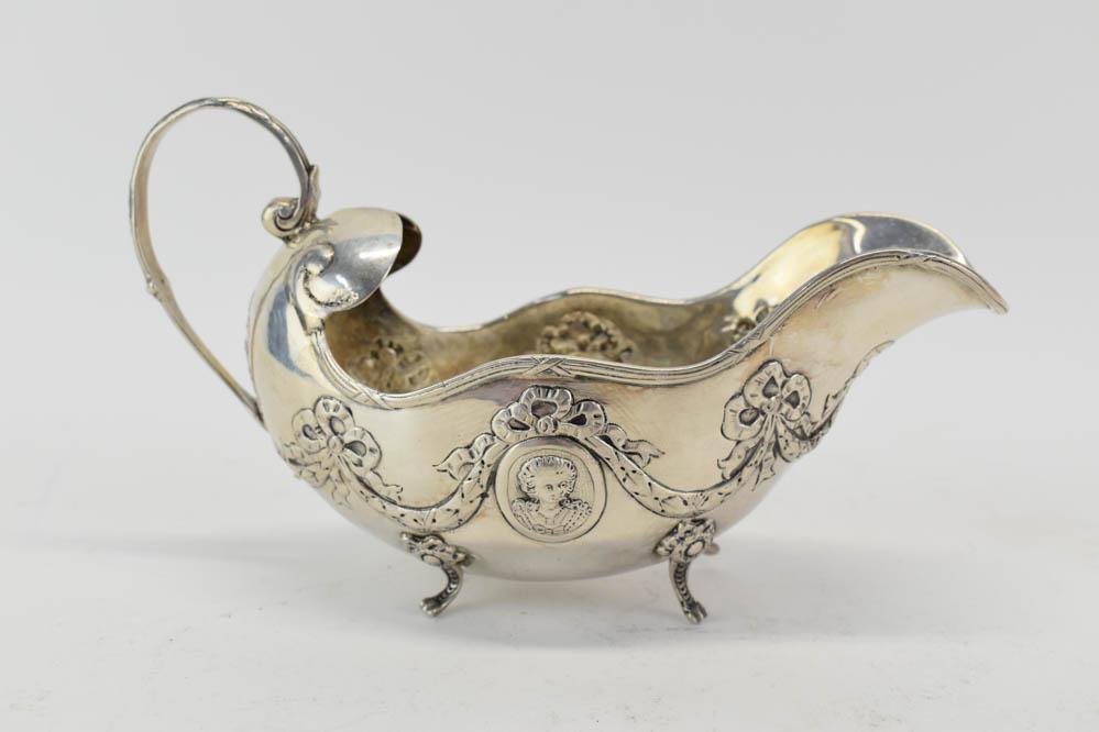 Continental Silver Ornately Chased Gravy Boat (1 of 7)